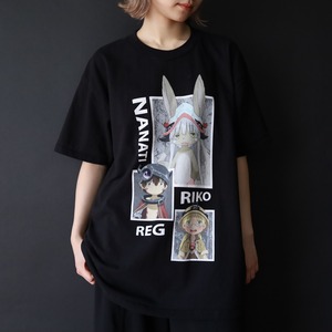 over silhouette " メイドインアビス " print design Tee