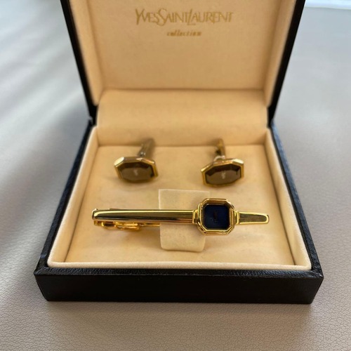 YSL オクタゴン ブラック カフスセット ケース付 #181b