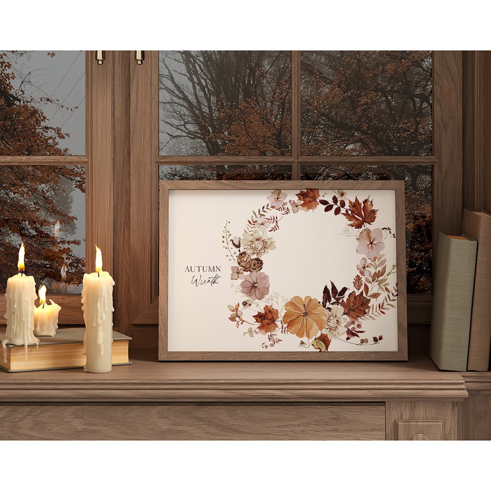 秋の収穫のポスター / i1536 / 秋の紅葉 かぼちゃや名言 水彩画 インテリアポスター