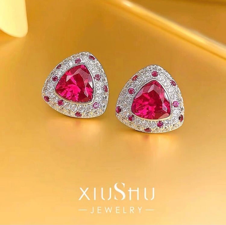 21ct 人工ルビー カラフル 高炭素ダイヤモンド ゴージャス