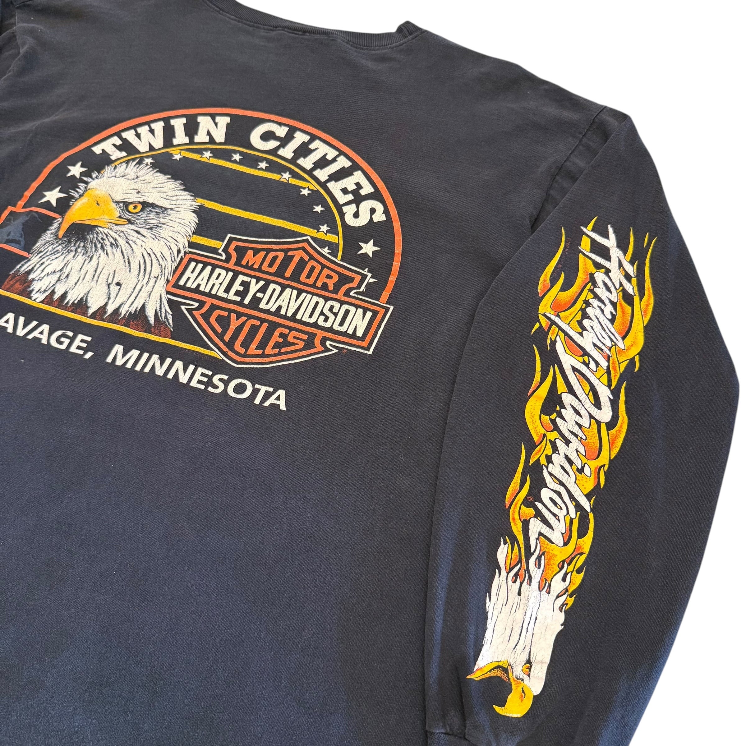 ｲｰｸﾞﾙ×ﾌﾚｲﾑ】90's Harley Davidson L/S T-shirt | spike osu