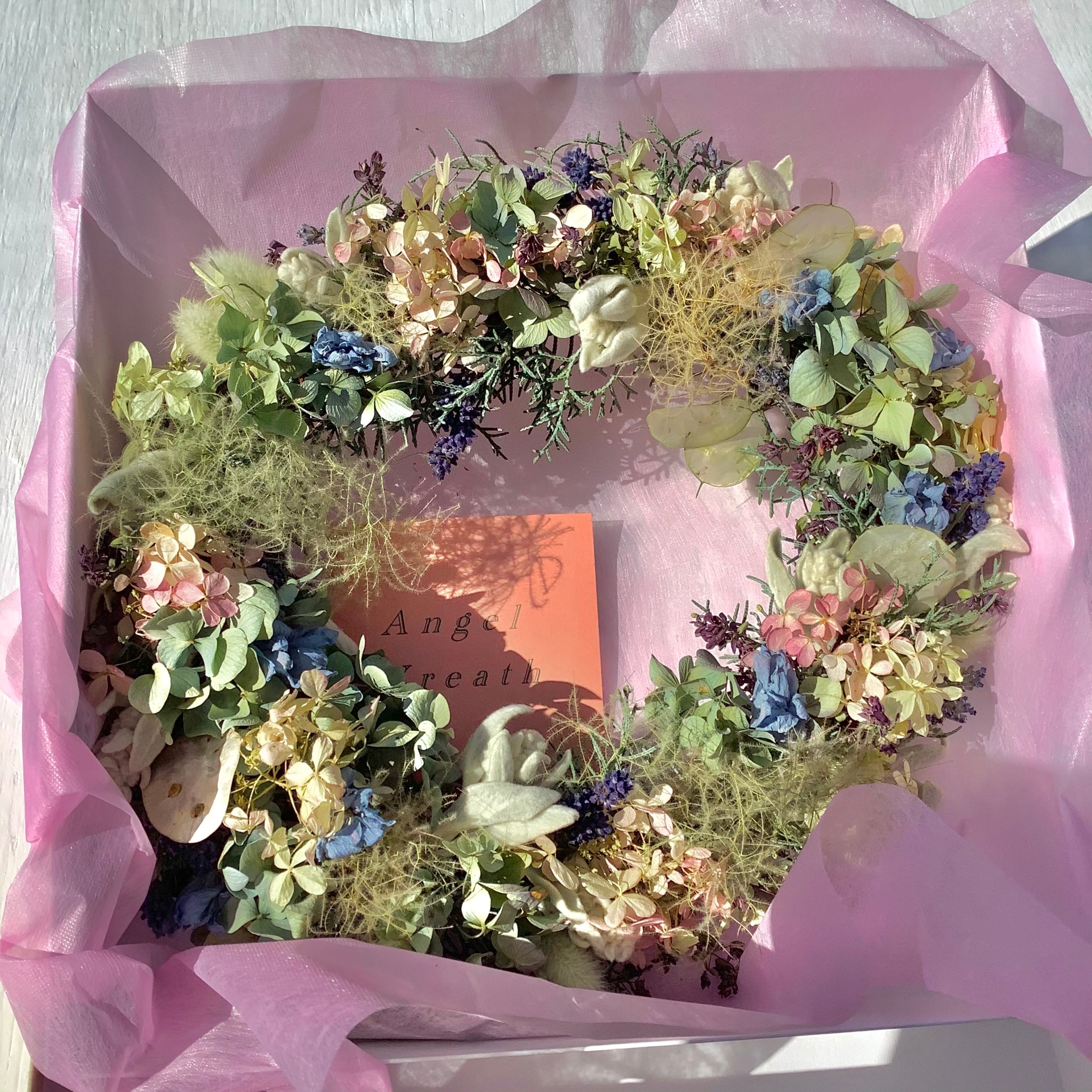 秋の訪れ秋色紫陽花 紫式部 スモークツリー秋色リース 若