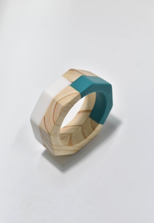 ethical wood bangle Viridian×White