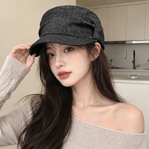 キャスケット レディース 秋冬 韓国 Y2K デニム風 ボリューム サイドリボン マリンハット マドロスハット 立体フォルム 深め 小顔見え サイズ調節 ヴィンテージ レトロ 大人 カジュアル ストリート [LW-CGH005]