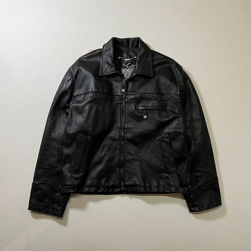 90s France BOZO　ドリズラー　レザージャケット　ブラック 古着