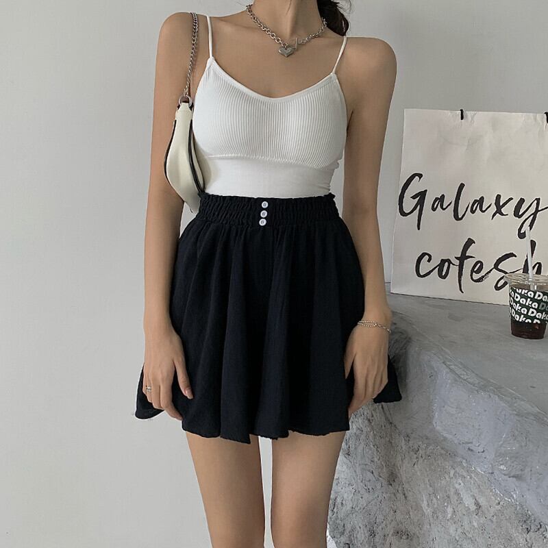 パンツ サマーウェスト薄手ブラックAラインショーツ スカート ストリート 大人ガーリー スウィート キュート カジュアル 夏物 ブルマー ガールズファッション90467517352