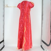 フラダンス 衣装 ワンピース ドレス レッド系 パフスリーブ レイ柄 シンプル かわいい 華やか 鮮やか 明るい おしゃれ 赤 黄 ハワイアン アロハ ハワイアンプリント フラ ダンス レッスン 練習 イエロー系 フラ衣装 レディース