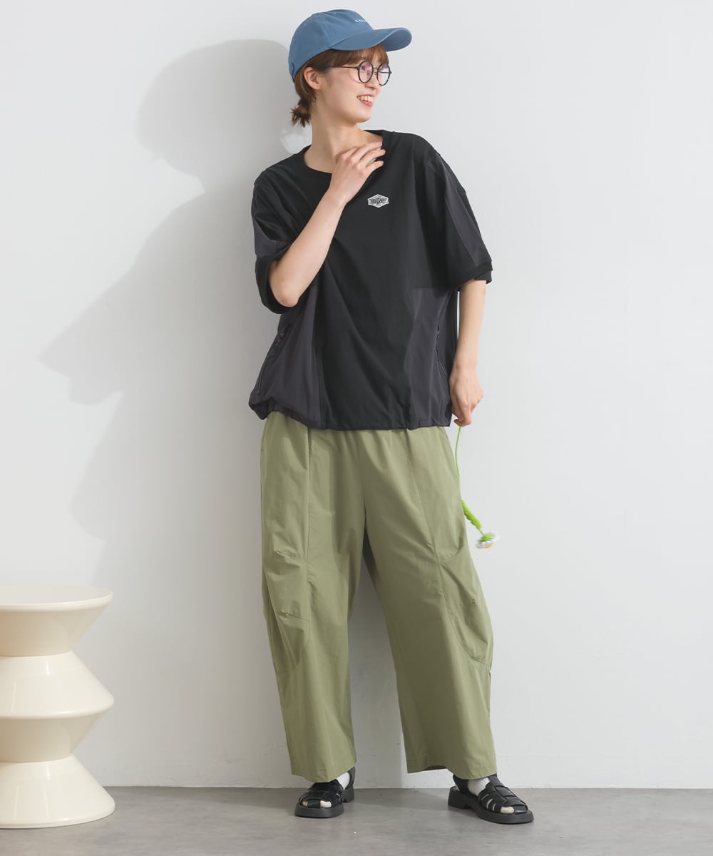 K261105 ナイロン切替ドロストプルオーバー / Nylon Panel Drawstring