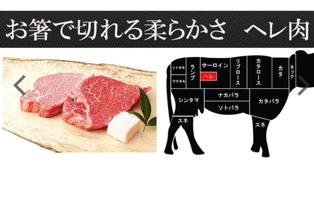 黒毛和牛ヘレステーキ3枚入り 450ｇ 1枚約150ｇ 肉の辻西
