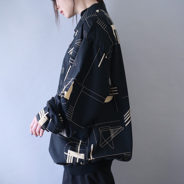 geometry art pattern over silhouette shirt pullover