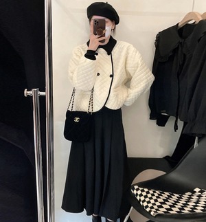 アウター コート ジャケット ショート丈 ミドル丈 袖あり 長袖 襟付き ストレート キルティング かわいい 大人可愛い きれいめ シンプル 上品 おしゃれ お洒落 レトロ 無地 春 秋 冬 10代 20代 30代 40代 レディース オフィス ビジネス OL 通勤 学生 通学 デート お出かけ ファッション 暖かい 防寒 モテ サイズ XS S M L XL ホワイト