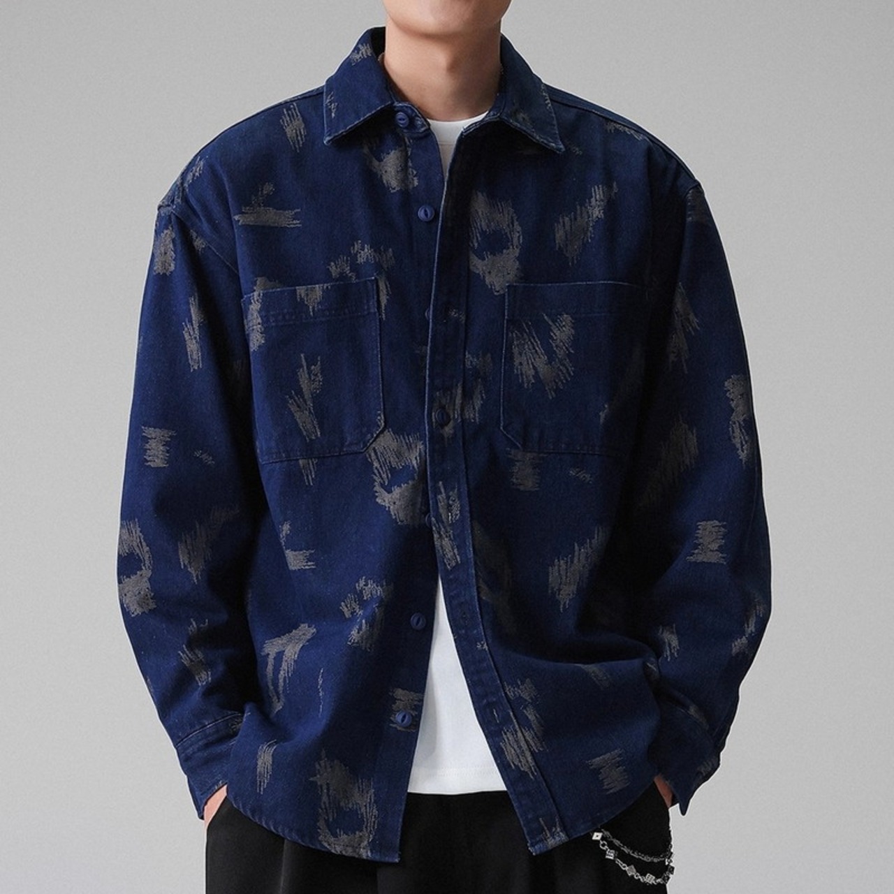 Long Sleeve Shirt Color Hip Length Shirt ◇2color H0965