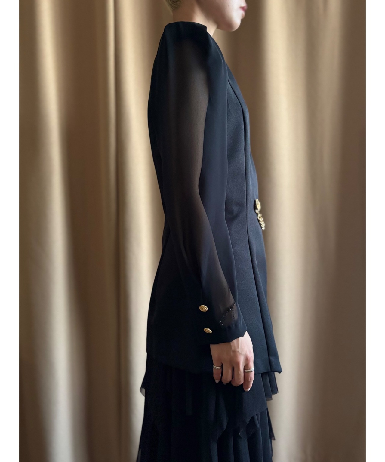 MADE IN JAPAN black sheer sleeve jacket-4736-6