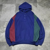switching design 3 tone henry neck hoodie