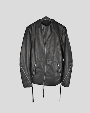ASKYY / CURVED ZIPPER LEATHER RIDERS JACKET