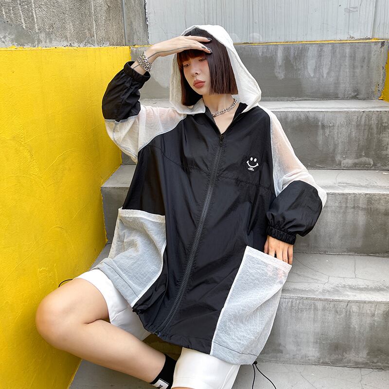 薄手レディースサマールーズブラックホワイトジャケット 夏物 ステッチ ラブタオタオダレンハウス15897666359