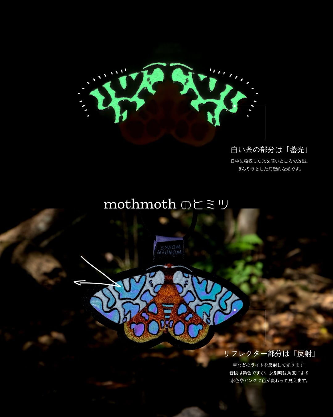 光る蝶 MOTHMOTH -Embroidery Reflector- | WONDER WORKS