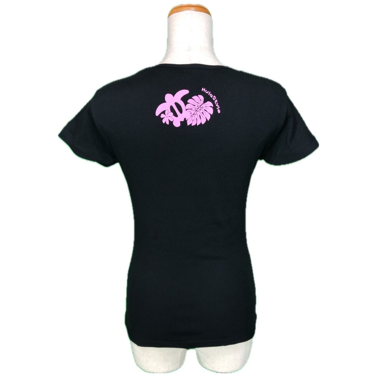 半袖Tシャツ 黒 フラガール スワロフスキー付き＜M・L・XL