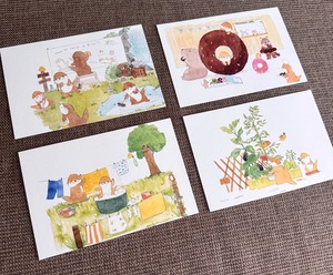 カワウソと友達の季節ポストカードセット１２枚入