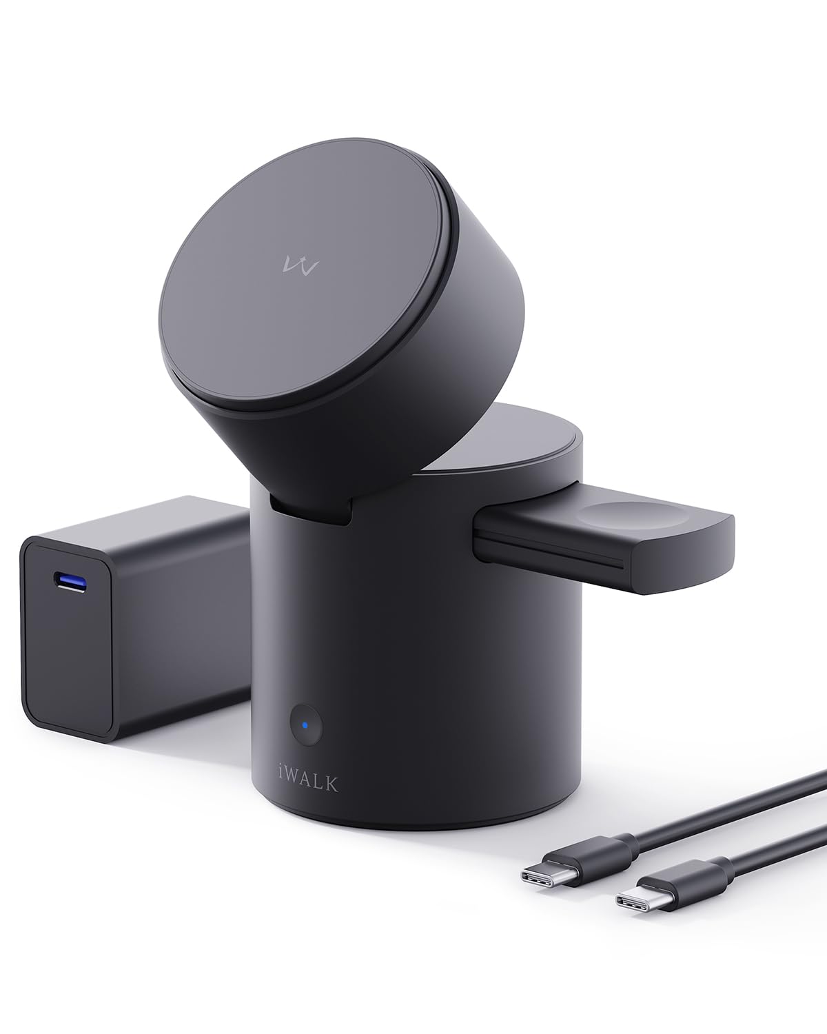 iWALK 3 in 1 自動回転ワイヤレス充電スタンド MagSafe対応 iPhone・Apple Watch・AirPodsに対応 ブラック