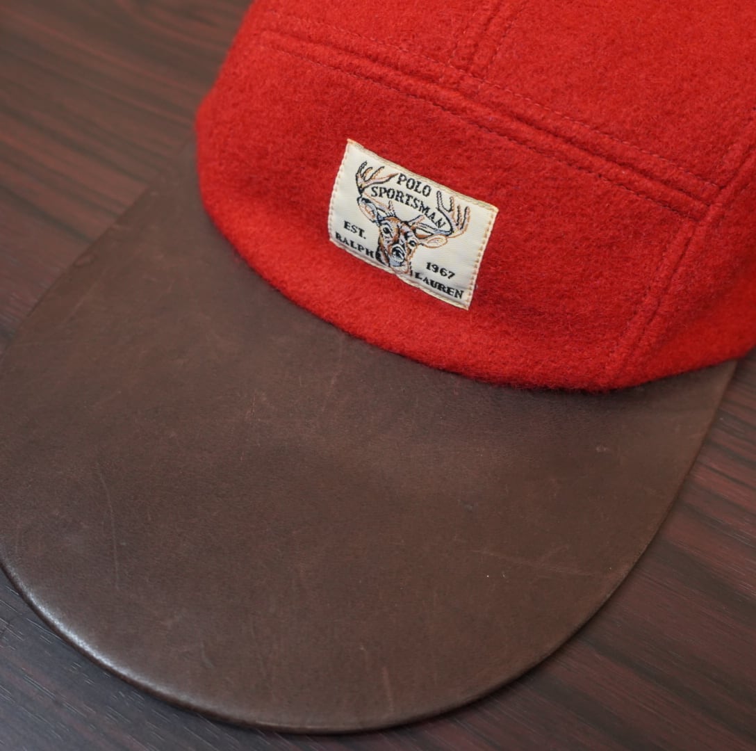 90s ralphlauren POLOSPORTSMAN キャップ レザーブリム ロングビル usa