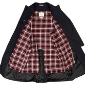 PAPAS パパス チェック柄ライナー付き スプリングコート M/ブラック