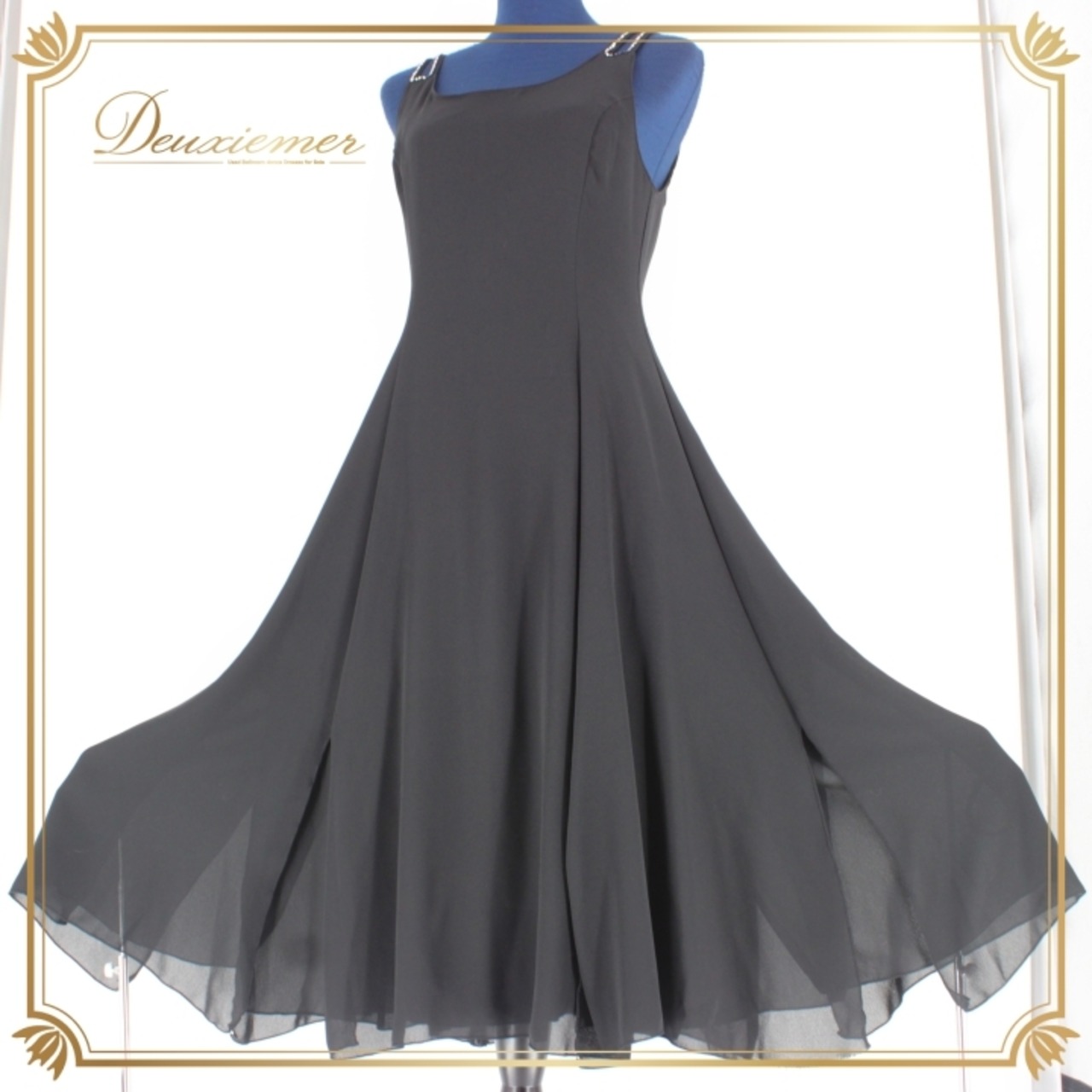 社交ダンス 衣装 スタンダード ドレス ワンピース パーティ衣装 女性用 レディース オールシーズン 黒 SEKINE セキネ ブラック系 ラインストーン ノースリーブ シンプルデザイン 気品 クラシック 自宅用 発表会 コスチューム コーディネート