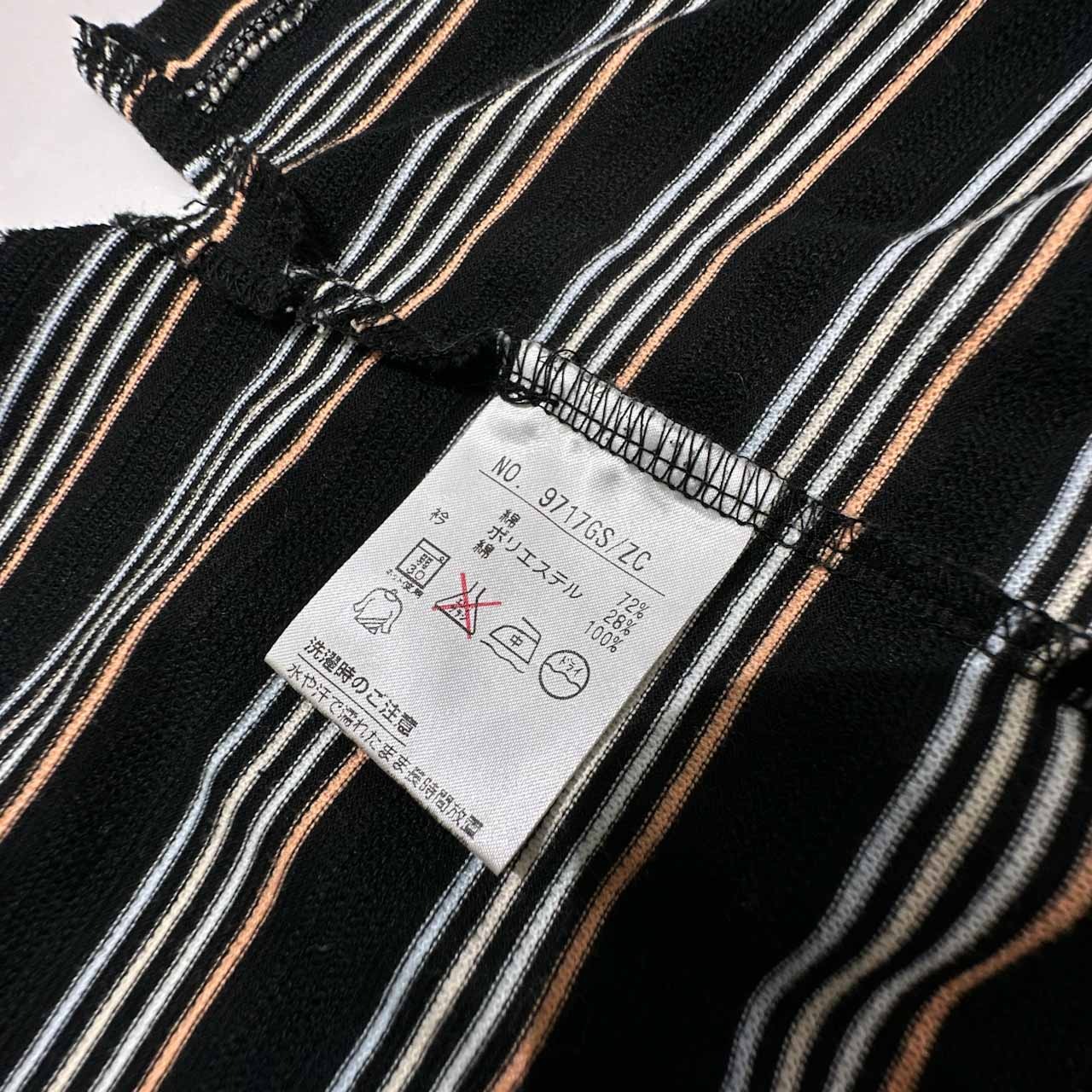 Black&White ブラックアンドホワイト ブラック&ホワイト ボーダー柄 半袖 ポロシャツ サイズ LL /メンズ/ゴルフ/ブラック/日本製