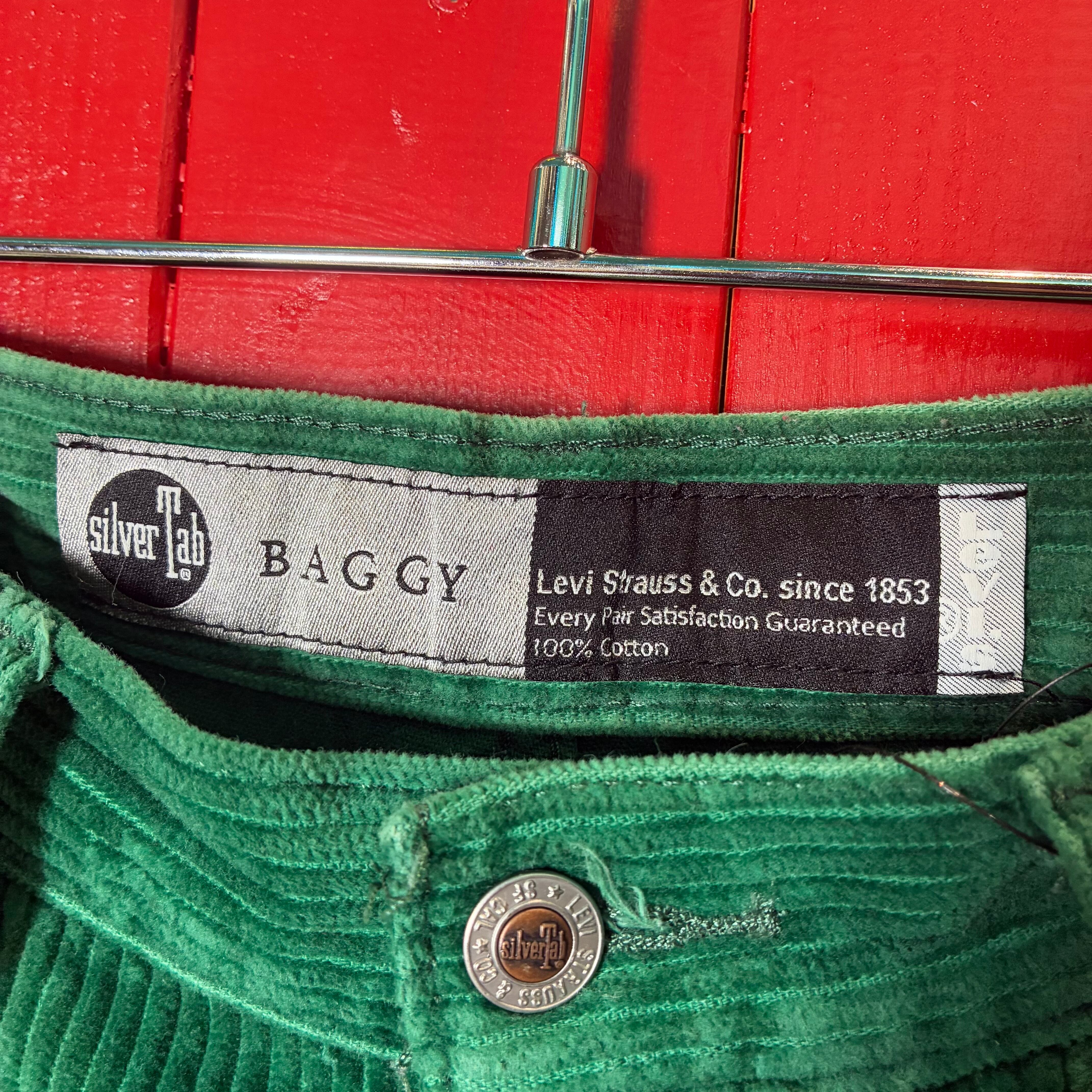 Levi's Silver Tab BAGGY 緑コーデュロイパンツ W34 リーバイス
