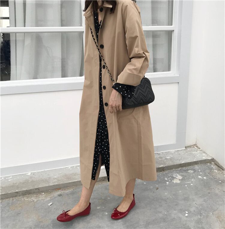 韓国ファッション 中・長セクション トレンチコート コート 薄い