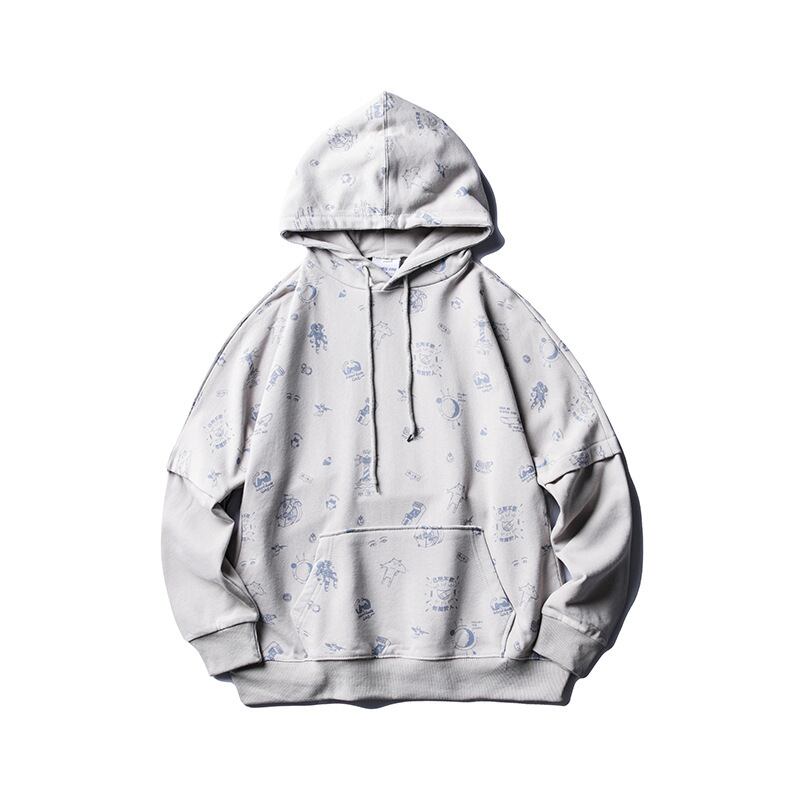 【新作】【送料無料】 Road Vintage Spring ese Style Personality Printed Splicing All-match Pullover Men's Loose TrendyTop-アリババ プリント スプリング 春物 ビンテージ hip6-161118580979822