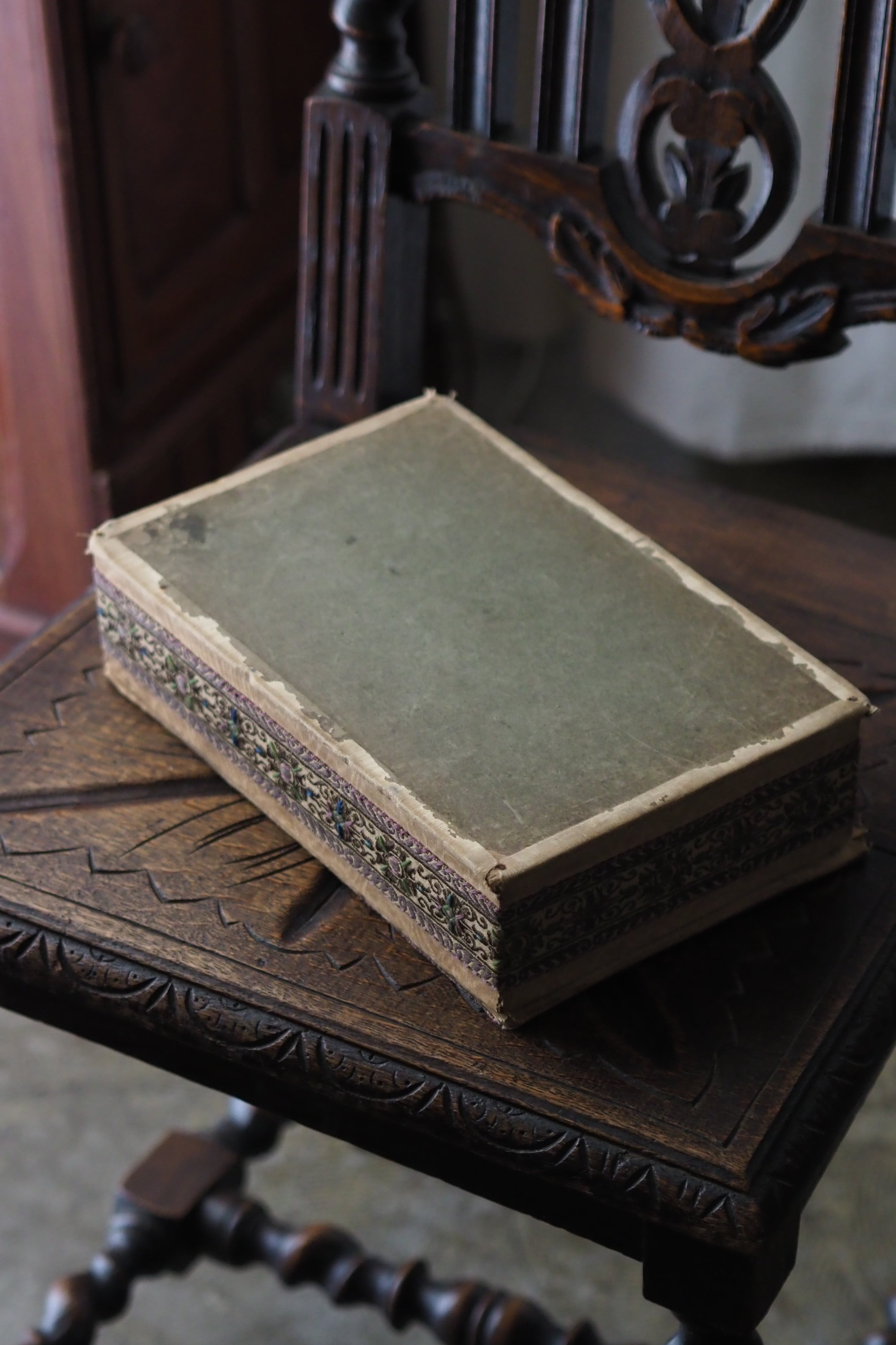 カルトナージュの刺繍ボックス-antique cloth box | アンティーク
