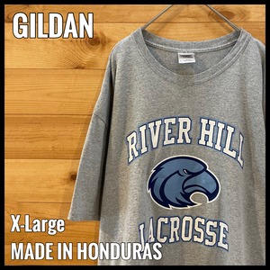 【GILDAN】リバーヒル高校 Tシャツ ラクロス XL アーチロゴ ビッグサイズ プリント US古着 アメリカ古着