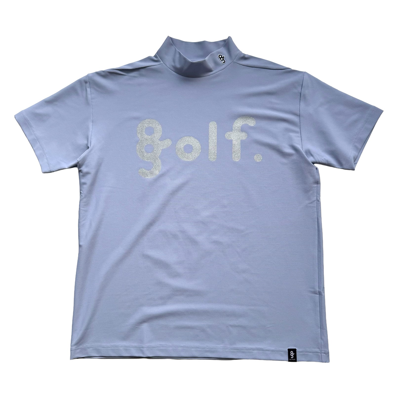 SILVER PRINTMESH MOCK NECK SHIRTS -LIGHT BLUE-