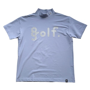 SILVER PRINTMESH MOCK NECK SHIRTS -LIGHT BLUE-