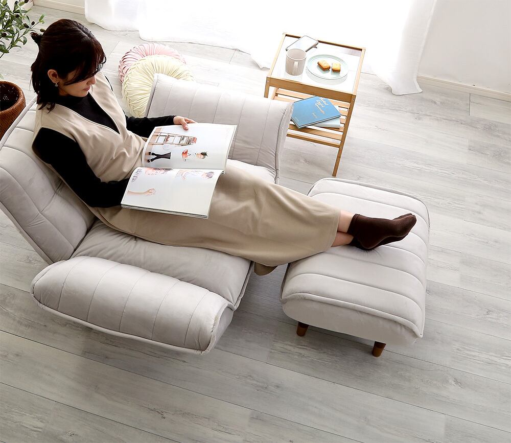 大人かわいいインテリア ベロアカウチソファオットマン単品