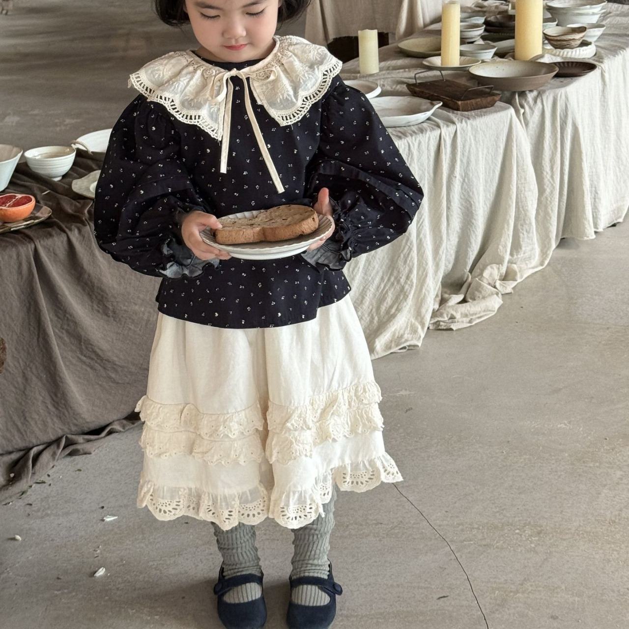 秋おしとやかレース切替えスカート