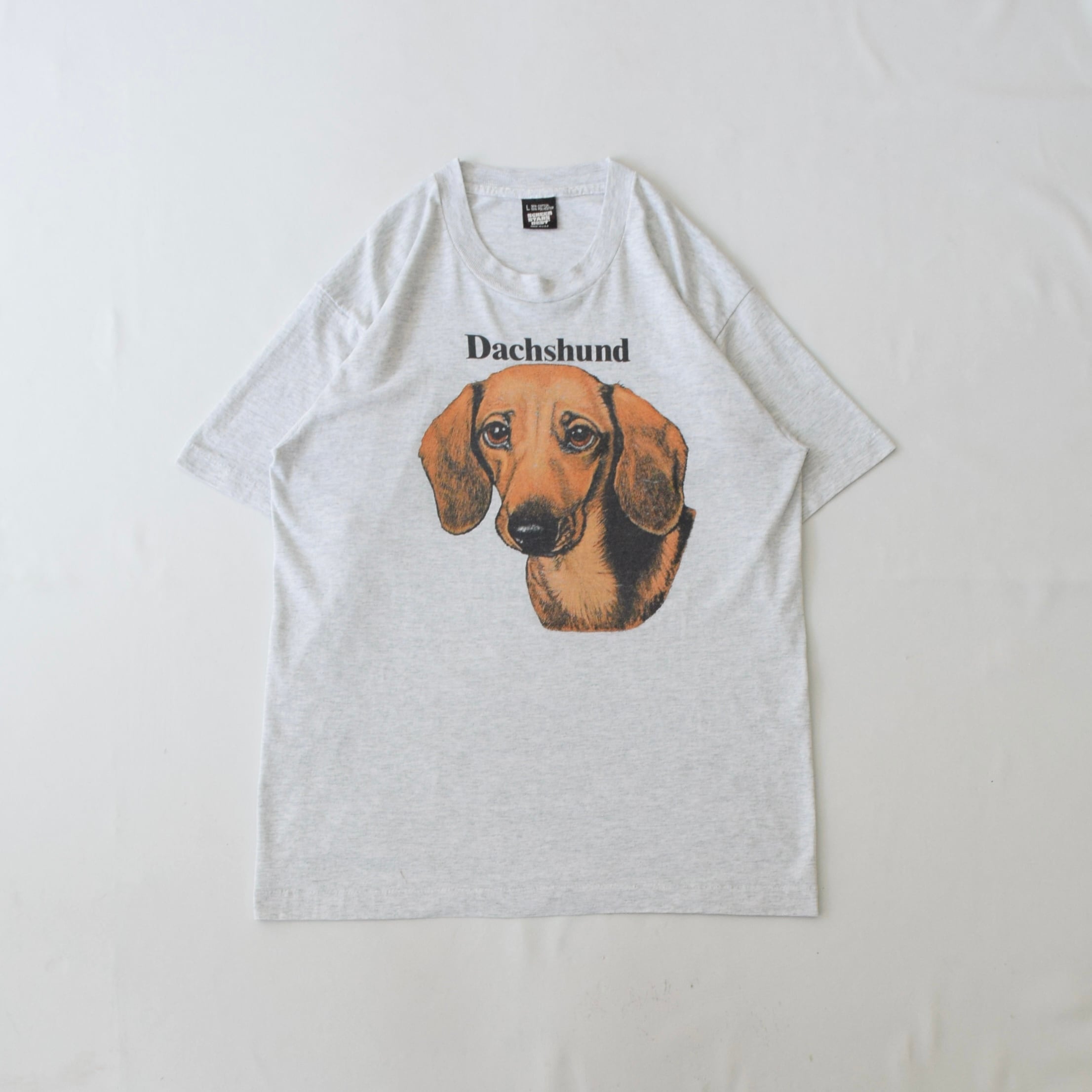 90's USA製 犬 Tシャツ メンズ L グレー Dachsund ダックスフンド