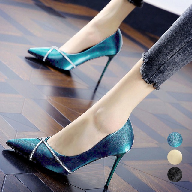【日本倉庫即納】 ハイヒールパンプス サテン生地 痛くない