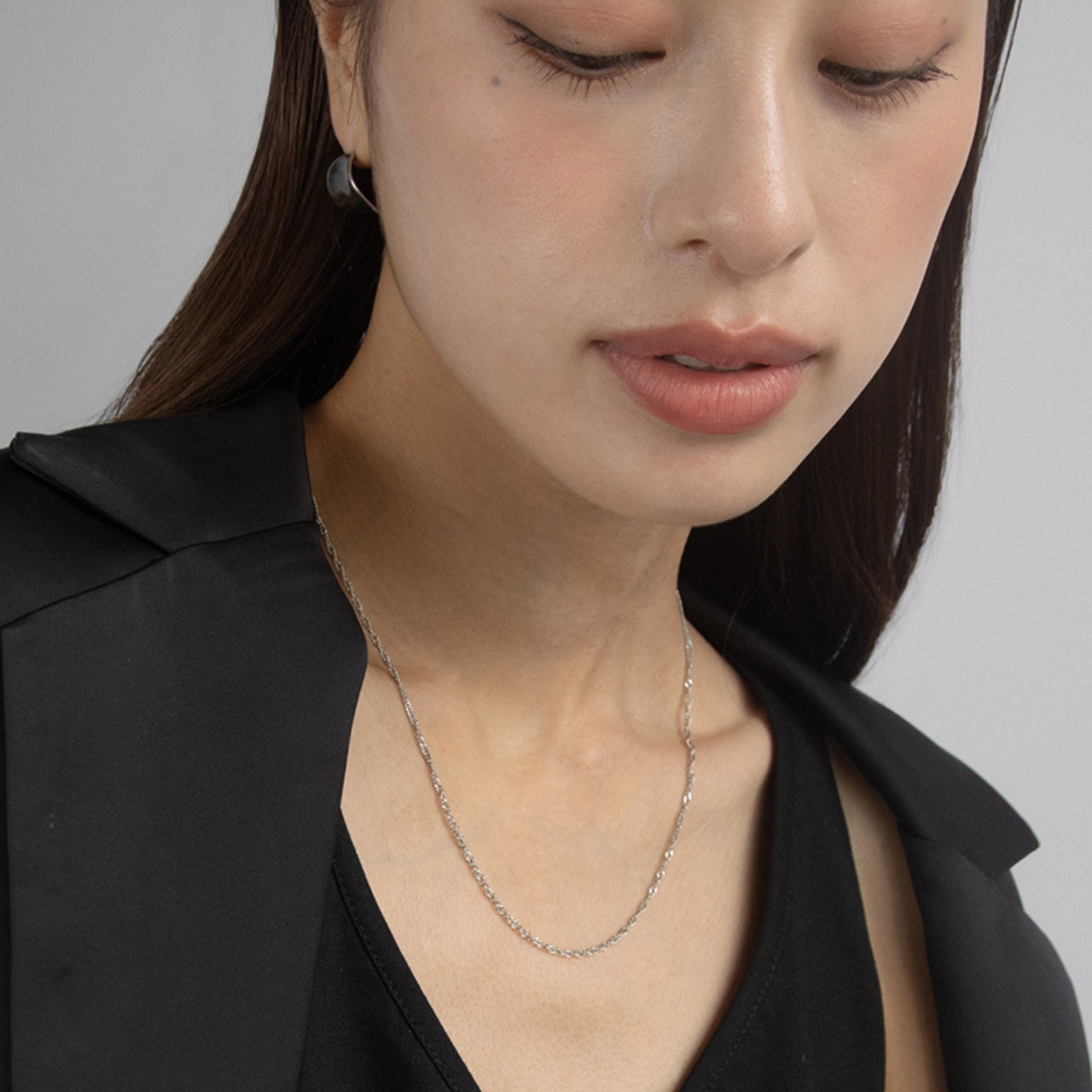 【ネコポス便】ネックレス シンプルスクリューチェーンネックレス 金属アレルギー サージカルステンレス つけっぱなし 2178