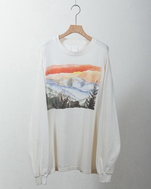 landscape printed long sleeve T-shirt / Made In USA