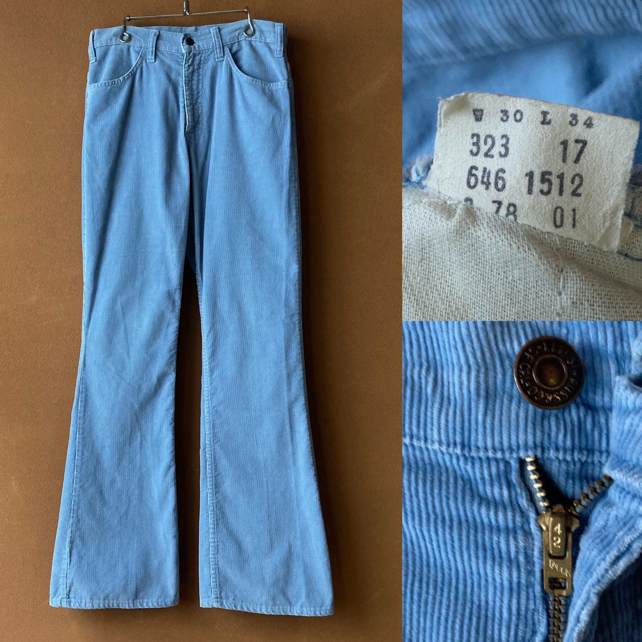 70's Levi's 646 コーデュロイフレアパンツ スカイブルー W30 L34 ...