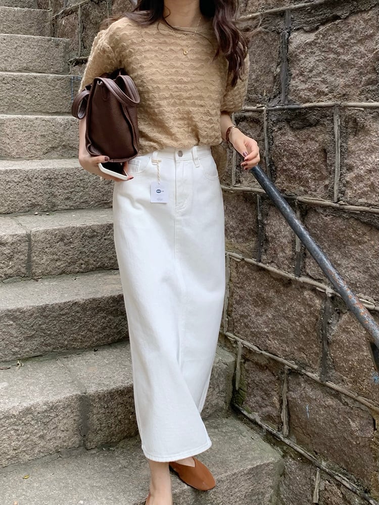 スカート オータムスタイルハイウェストウェストホワイトショート 秋物 ビッグFスモールZ韓国57112927099