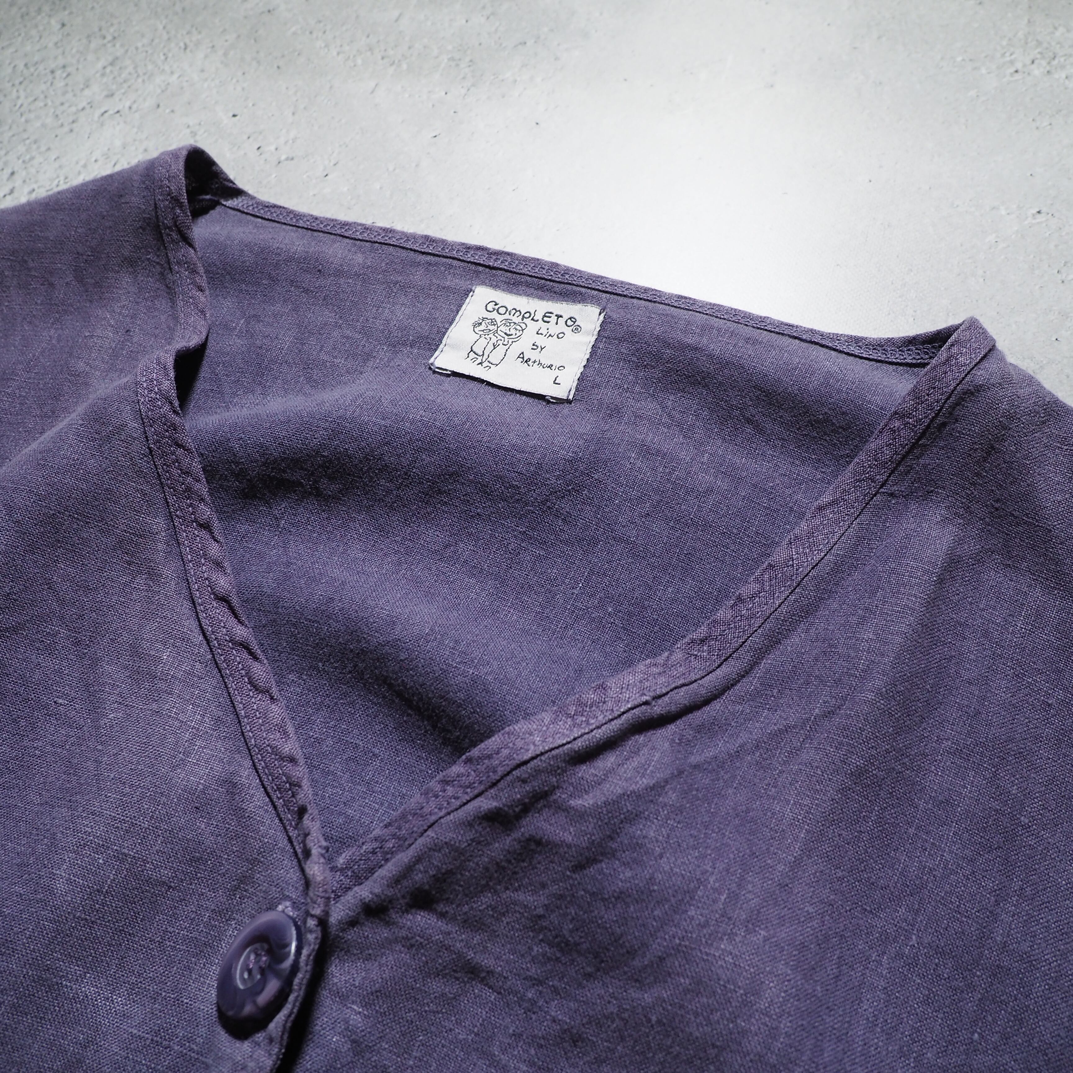 1990s Beautiful Light purple color hand dyed loose silhouette linen jacket