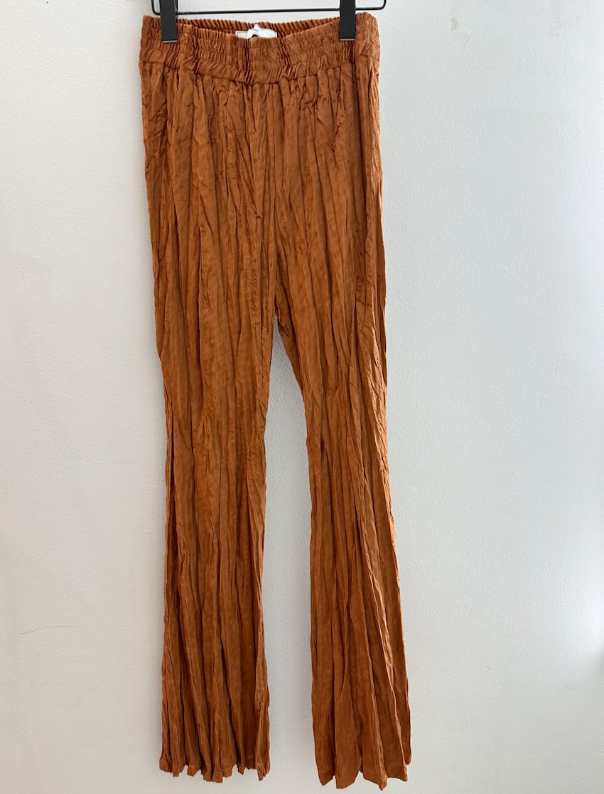 VELOR JERSEY CRINCLE FLAIR TROUSERS / ORANGE