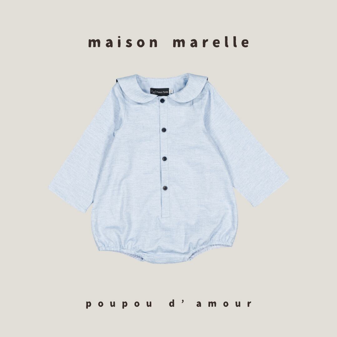 送料無料【予約】maison marelle|Romper HOCHE - heathered blue(11月上旬以降入荷予定)