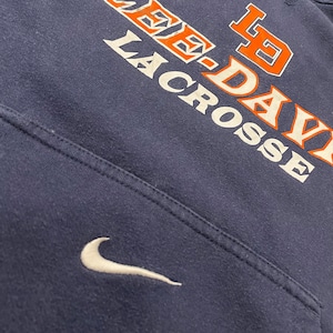 【NIKE】高校 プリント スウェット lee-davis high school lacrosse ラクロス パーカー フーディー ロゴ ナイキ スウッシュ 刺繍ロゴ L US古着