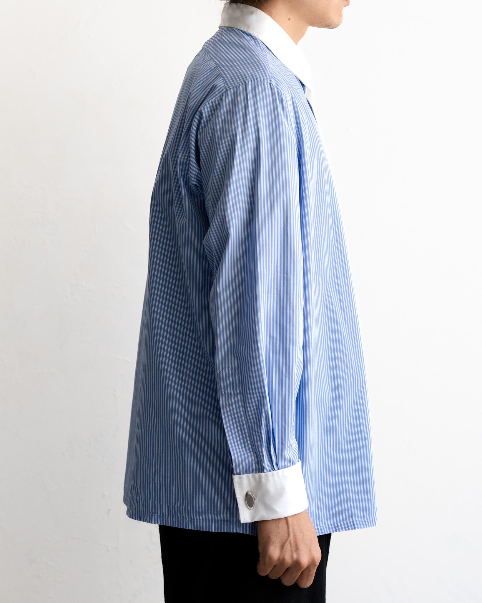 80's~] Charvet French Cuffs Stripe Cotton Shirt – Dead Stock