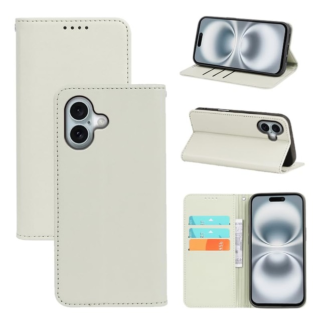 適用 iPhone16 ケース 手帳型 いphone16 用 手帳型ケース iPhone 16 用 カバー 手帳型 PUレザー カード収納 財布型 耐衝撃 ケース マグネット スタンド機能付き 5色(いphone16 用 ケース 手帳型) (ホワイト)