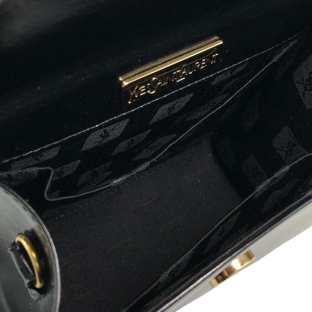 Yves Saint Laurent イヴ・サンローラン ショルダーバッグ ブラック YSLチャーム レザー 2WAY vintage ヴィンテージ オールド gmjhfk